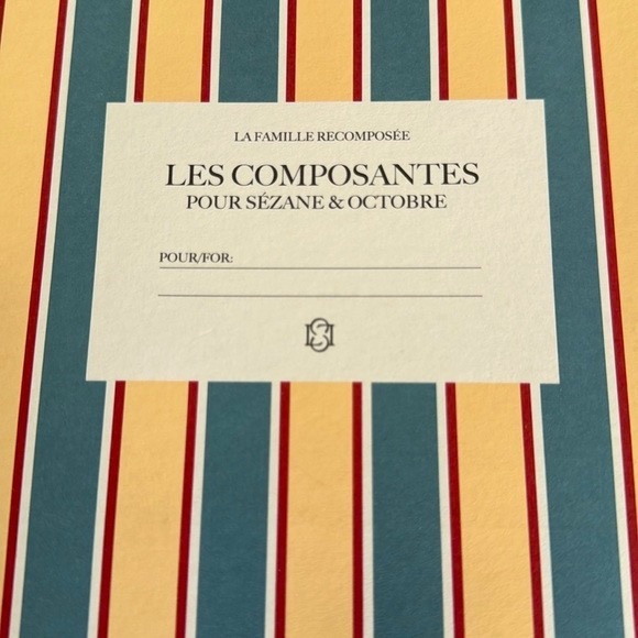 Sezane yellow and blue striped gift bag with ribbon closure - Picture 1 of 5